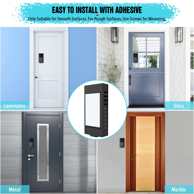 No-Drill Doorbell Mount for Ring Battery Video Doorbell 2/3/4/(2020 Release)/(2024 Release)/Plus/Pro, Adhesive Steel Metal Doorbell Mounting Bracket Accessories for Apartment, Home, Business Fixed