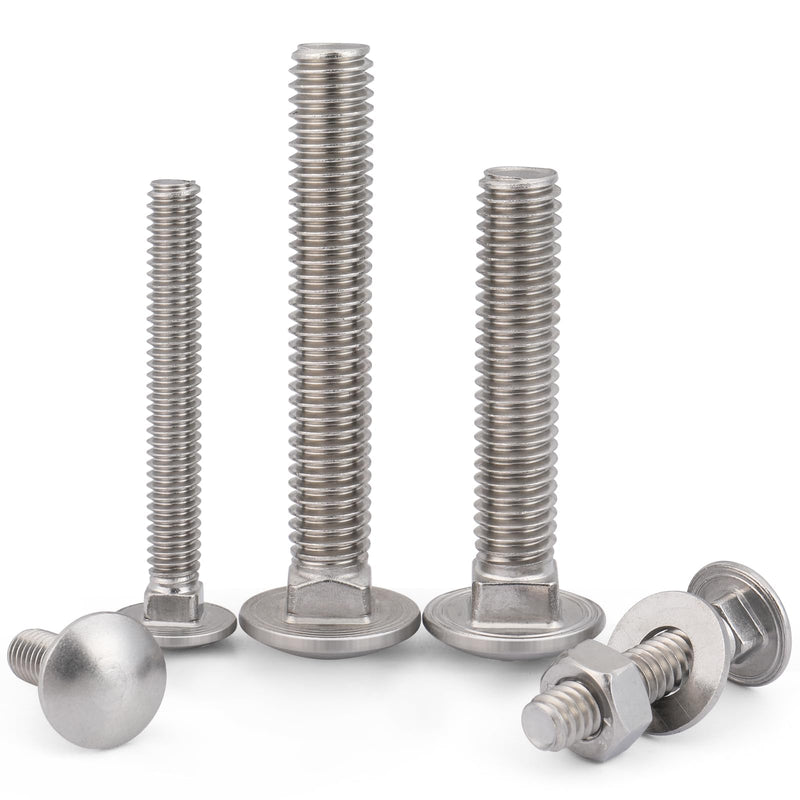 1/4-20 x 2 Carriage Bolts Screws 18 Sets, 304 Stainless Steel 18-8, Round Head Square Neck, Carriage Bolts and Nuts Kit, with Flat Washers 1/4-20 x 2" (18 Sets)