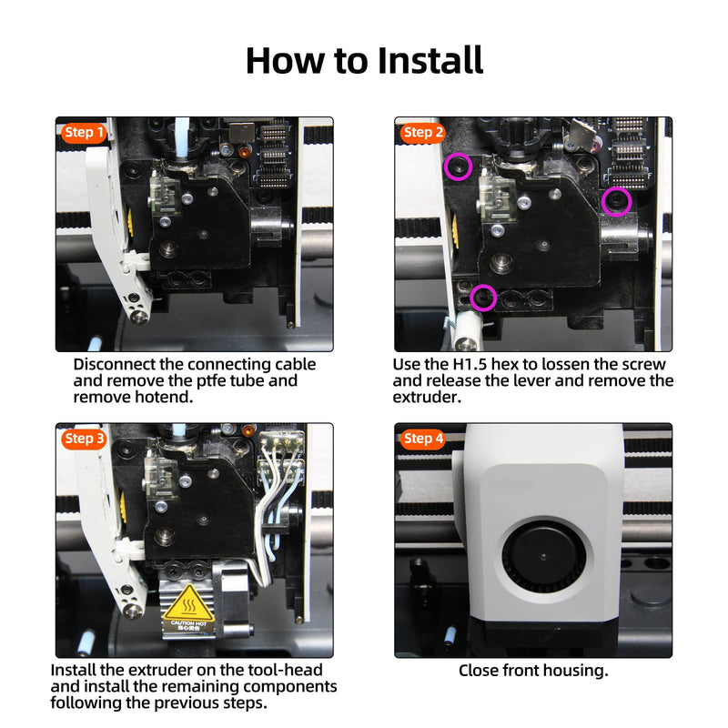 Immdinogo Stainless Steel Extruder Unit Replacement for BambuLab P1P/P1S: Dual Gear Hotend Printing Extrusion Assembly to Increase Extrusion Force and Filament Run-Out Detection 3D Printer Accessories