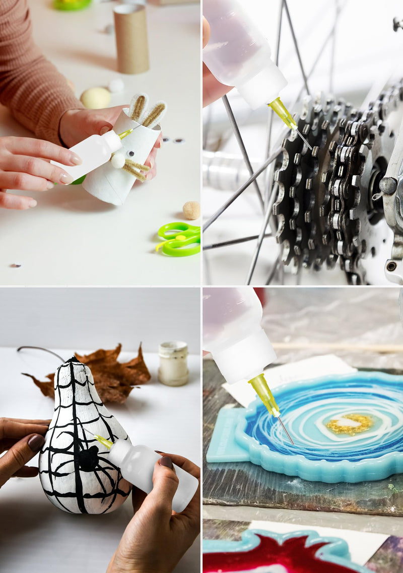 JIBENGAO Glue Applicator Bottle for Crafting & DIY, Precision Tip Squeeze Bottle (14ga–25ga), 30ML & 50ML Refillable (30, 50 ML) 30ml-50ml