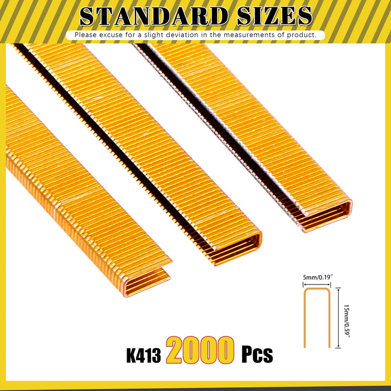 2000Pcs 18 Gauge Narrow Crown Staples, 1/2" Galvanized Finish Staples Heavy Duty Narrow Staples for Pneumatic or Electric Stapler(Gold) 1/2"