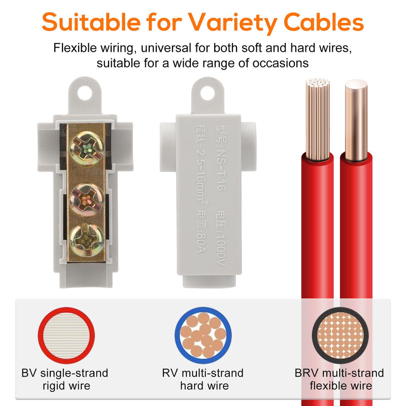 Linkstyle 10PCS 6 AWG Gauge T-Type Wire Connector Nut Kit, 80A Quick Wiring Connection Terminal, Splicing Quick Connector, Soft and Hard Wire Universal 6 AWG 80A