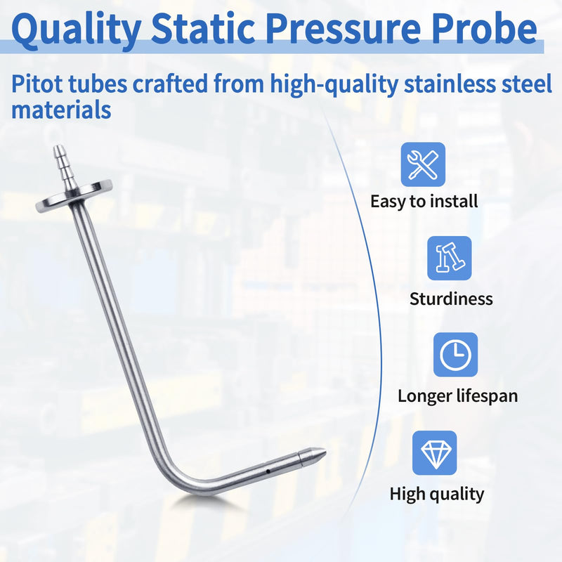 ASP2 Static Pressure Probes HVAC Fits for Fieldpiece Manometer AMIN2, ADMN2, SDMN5, Pitot Static Tube with Magnetic Flange(2 Pack)