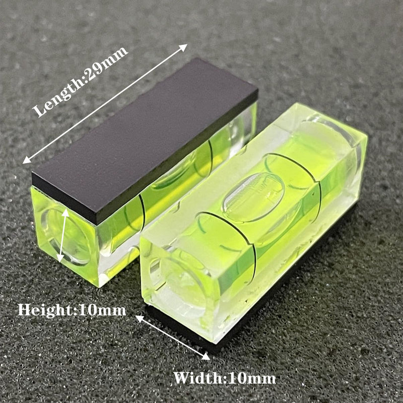 6Pcs Magnetic Small Bubble Level 10x10x29mm Mini Square Bubble Spirit Levels Leveling Tools Length 29mm