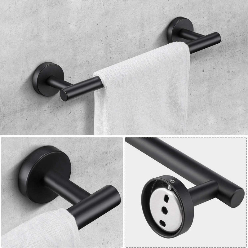 12 Inch Towel Bar Sets Bathroom Accessory 3 Pieces Restroom Towel Holder Toilet Paper Holder and Hook Set SUS 304 Stainless Steel Bathroom Hardware Heavy Duty Wall Mount (Matte Black)