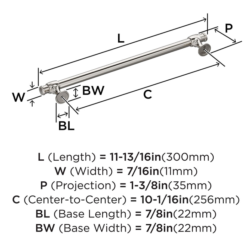 Amerock Winsome 10-1/16 inch (256 mm) Center-to-Center Polished Nickel Cabinet Pull, BP36772PN
