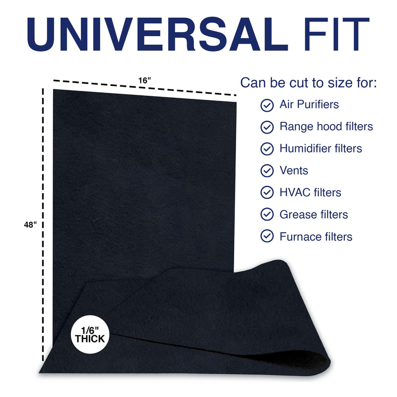 Cut-to-Fit Activated Carbon Filter Pad, 16 x 48 Sheet 1-pack