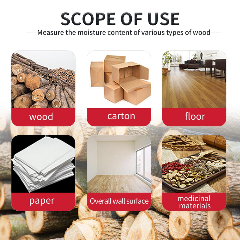 Digital Wood Moisture Meter Checker,Pin-Type Wood Moisture Tester for Lumber,Firewood,Decks,Paper,Floor,Water Leak Detector,Damp Humidity Tester,Hygrometer