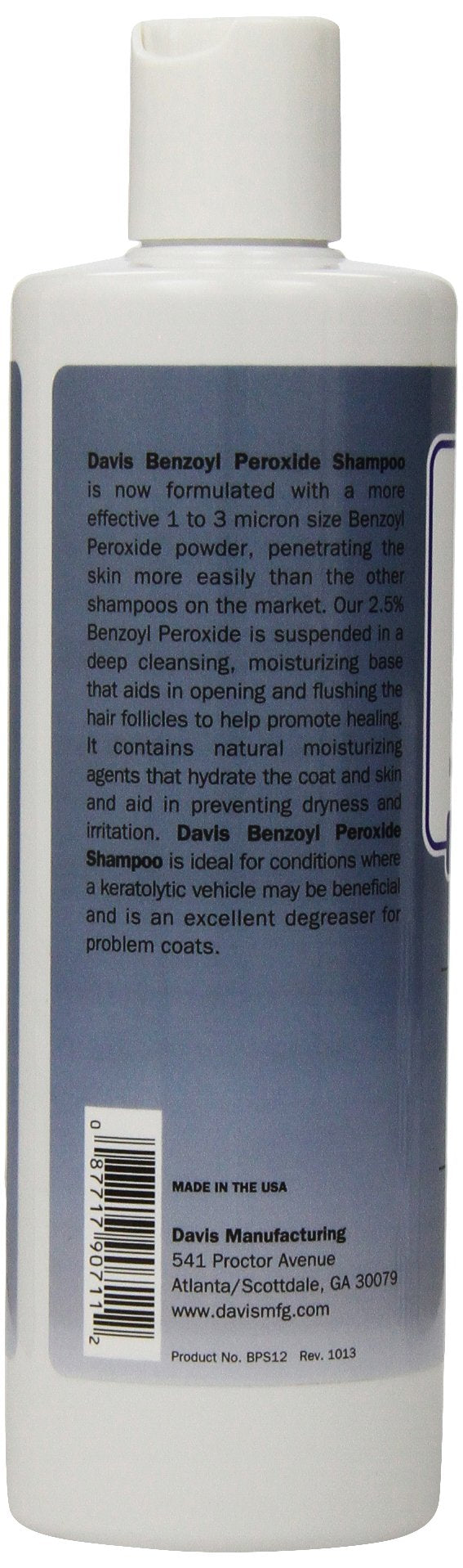 Davis Benzoyl Peroxide Medicated Dog & Cat Shampoo, 12 oz. – Dermatitis and Demodectic Mange - PawsPlanet Australia