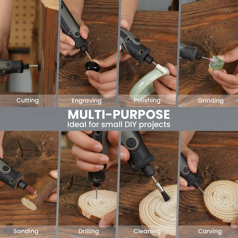HARDELL Mini Cordless Rotary Tool 4V, 5-Speed Rotary Tool Kit with 86 Accessories, Power Rotary Tool for Cutting, Engraving, Sanding, Drilling, Polishing, Small Wood Carving tool or DIY Crafts(Black) Black