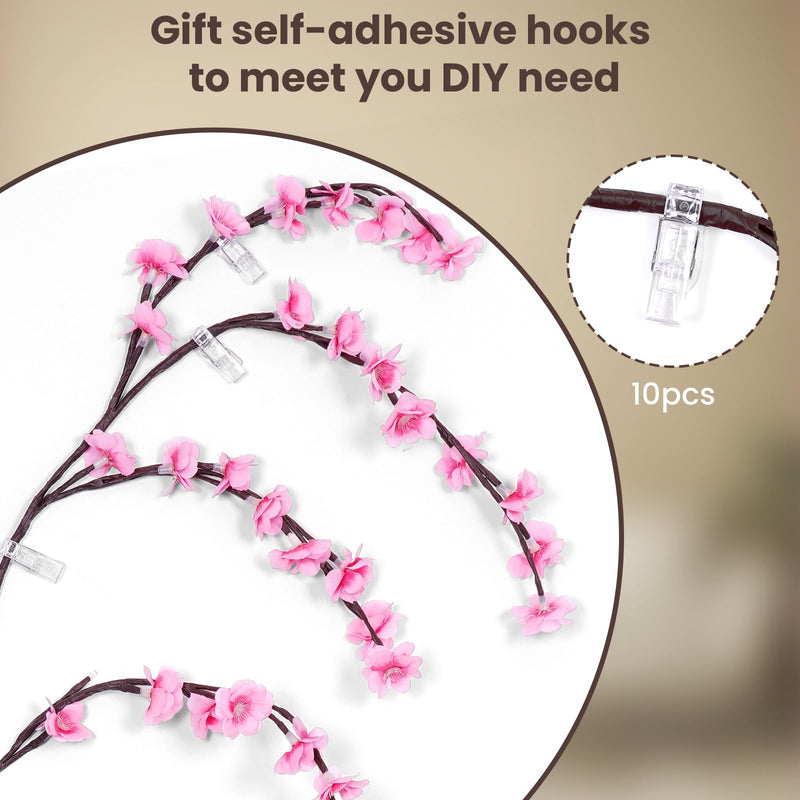 Cherry LED Tree Branch Lights for Wall, Cherry Blossom Willow Vine Twig Decor Garland with 48 LED Lights and Remote,8 Lighting Modes,Christmas Decorations Indoor for Home Wall Door Window (47inch)