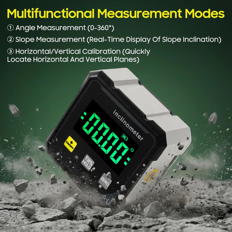 Digital Angle Finder with Electronic Laser, Digital Angle Finder Protractor Inclinometer, 4-Side Strong Magnetic Angle Gauge, 4×90° High Accuracy Cube Inclinometer for Woodworking Construction & DIY