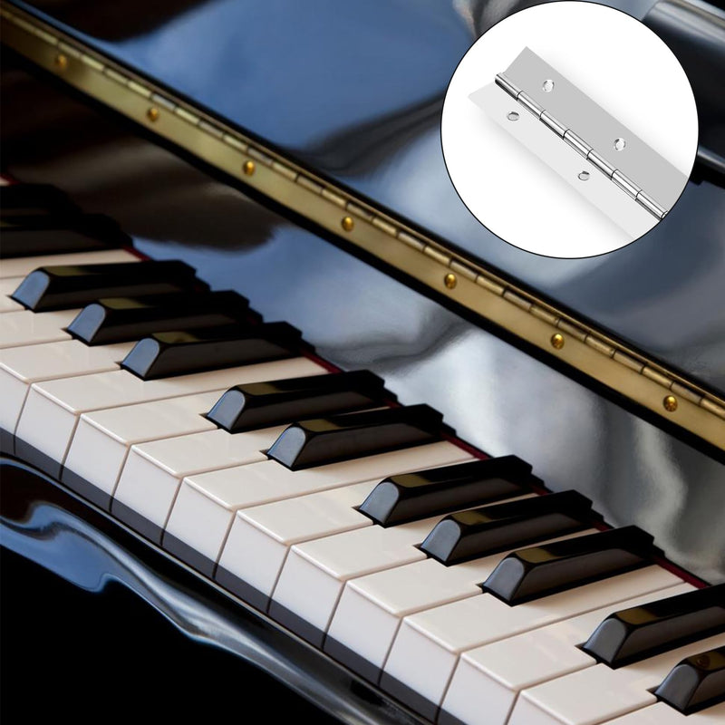 2PCS Piano Hinge 24 Inch Stainless Steel Continuous Hinge with Holes Heavy Duty Piano Hinge for Cabinets Boat Marine Door, Screw Included 0.04" Leaf Thickness 1.2'' Open Width