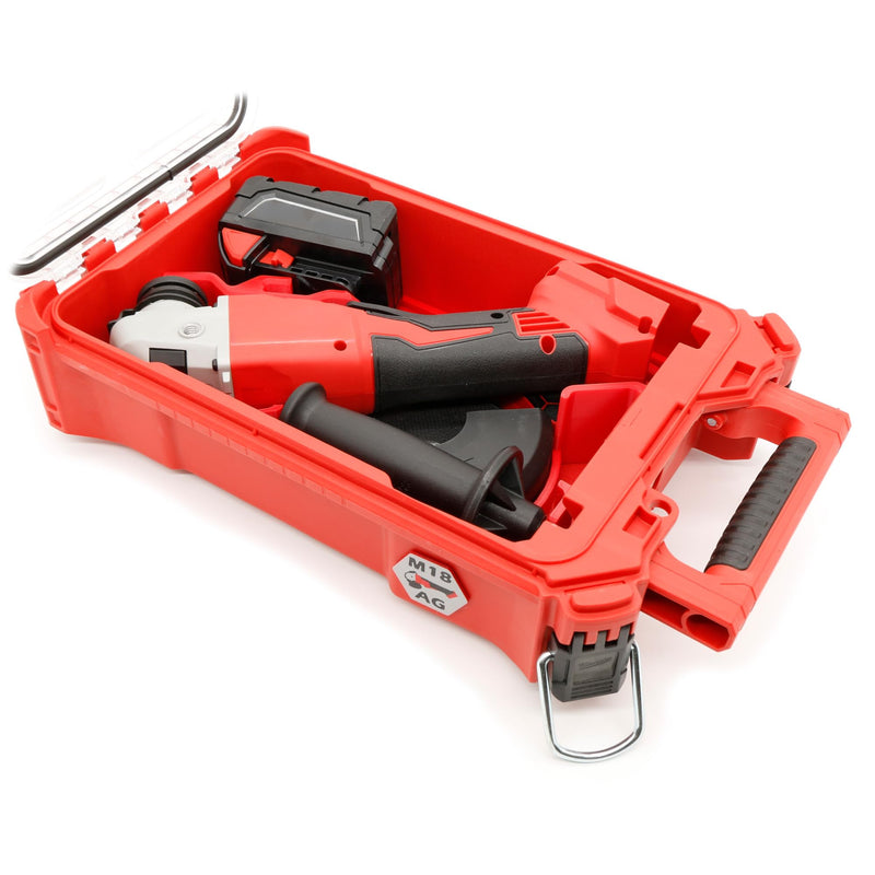 Packout Compact Tool Organizer for Milwaukee 2880-20 M18 FUEL Braking Grinder or 2686-20 M18 Brushless Cut-Off Grinder, with Storage for Accessories, Battery, and Discs — BOX AND TOOLS NOT INCLUDED