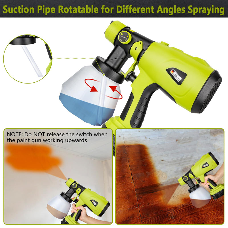 Cordless Paint Sprayer Compatible with Ryobi One 18V Battery 1000ml Capacity HVLP Spray Paint Gun 3 Patterns and 4 Nozzles for Wall Fence Furniture House Painting(Battery Not Included)