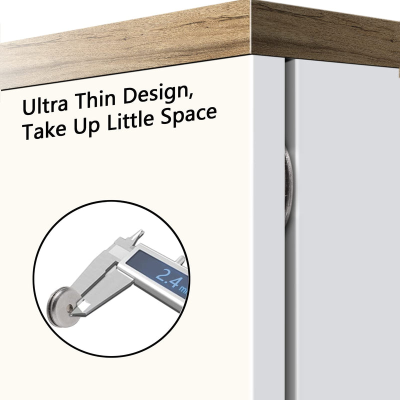 Mousike Magnetic Door Catch Ultra Thin Cabinet Magnets Stainless Steel Drawer Magnet Catch for Sliding Door Closure Kitchen Cabinet Cupboard Closet Closer (4Pack) 4 Pack Silvery white