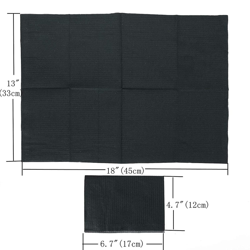 50pcs Disposable Dental Bibs 13"x18",3 Ply Black Waterproof Tattoo Bib Sheet for Patients - Dentist or Medical Tray Cover and Waterproof Nail Art Table Cushion Supplies (Black)
