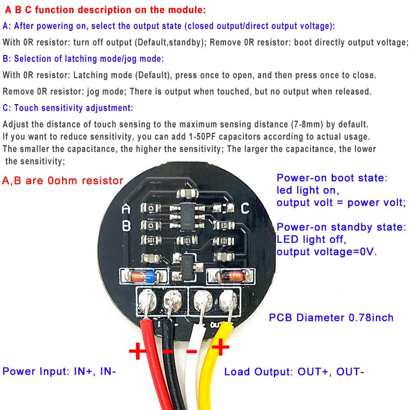 2pcs DC 3V-30V 5V 12V 2A Miniature Capacitive Touch Switch Sensor Module Mini Bistable Button touch Electronic Switch Control for LED Relay Latch/Inching Trigger Action DC3V-30V