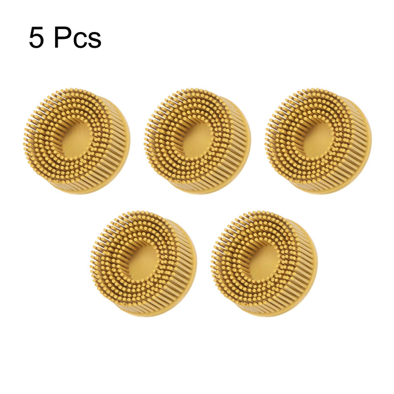 HARFINGTON 5pcs Bristle Disc 2" 80 Grit Abrasive Brush Deburring Electric Disc Brush with Quick Change Roll Lock Abrasive Coating Removal Disc for Metal, Yellow