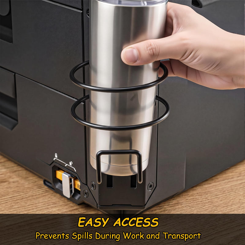 Cup Holder Compatible with ToughBuilt StackTech Toolbox Rail, No-Drill Clip-On Drink Holder, Secure Beverage Mount for Water Bottles, Coffee Cups & Cans, Heavy-Duty Jobsite Accessory