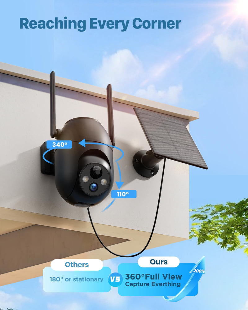 Security Cameras Wireless Outdoor Solar: 2K WiFi Camera for Home Security System - Battery Powered Cam IP66 Waterproof Motion Sensor - Camaras de Seguridad para Casa Inalambricas 1-camera