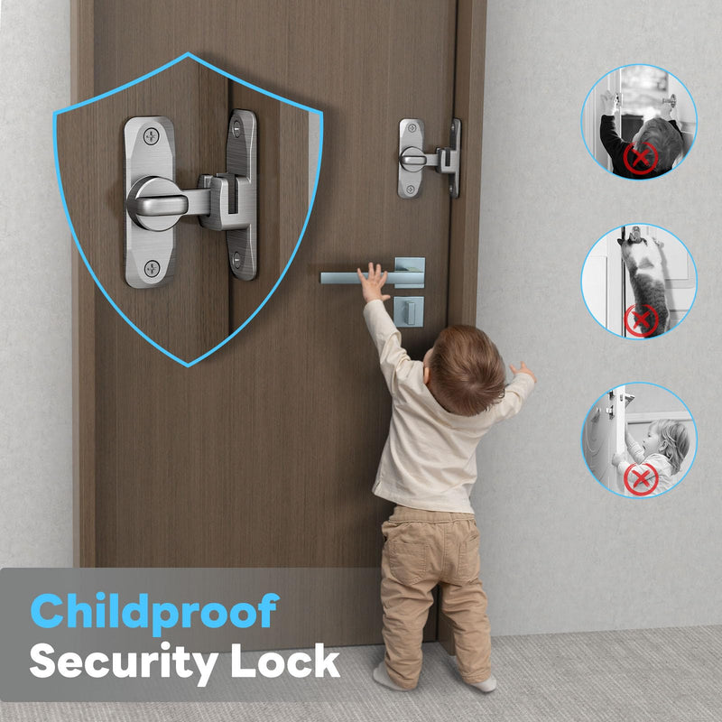 Barn Door Lock, 90/180 Degree Flip Door Locks, Protect Privacy Sliding Gate Latch for Garden, Bathroom, Fence, Outdoor, Shed (Silver-1 Pc) Silver-1 pc