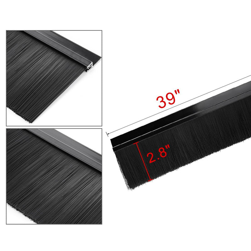 uxcell Door Bottom Sweep H-Shape Aluminum Alloy Base with 2.8-inch Black Nylon Brush 39-inch x 3.6-inch 39.37" x 2.8"