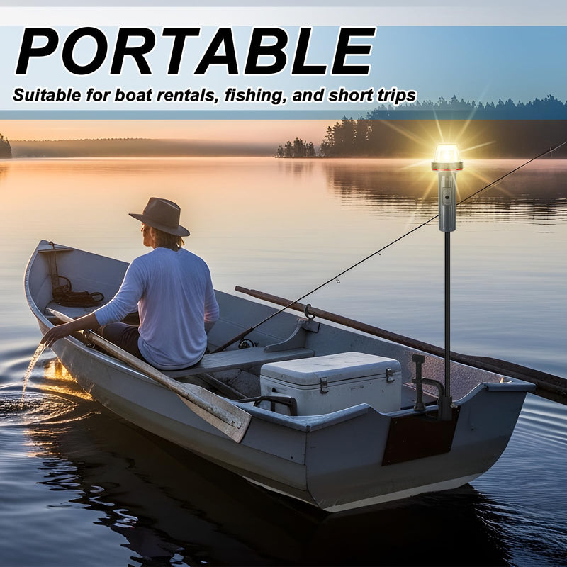 Tuanse Portable Battery-operated Boat Navigation Light, Bi-color Red/green Bow Light with Adjustable Clamp and 24" Stern Lamp, Waterproof for Small Boats, Kayaks, Canoes