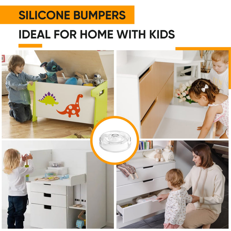 Vellax Self Adhesive Cabinet Door Bumpers - 128 pcs Sticky Silicone Clear Sound Dampening Rubber Bumpers - Cabinet Bumpers for Wall Protection, Kitchen Furniture, Decor, Drawer Stops SB-05P 128 Pcs - 0.5" x 0.2"
