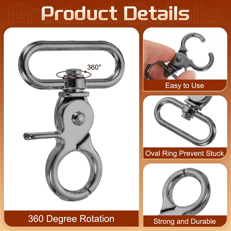 uxcell 6Pcs Swivel Snap Hook, 32mm(1 1/4") Trigger Snap Heavy Duty Zinc Alloy Metal Lobster Claw Clasp Lanyard Clips for Straps Bags Belting Leathercraft, Gun Black