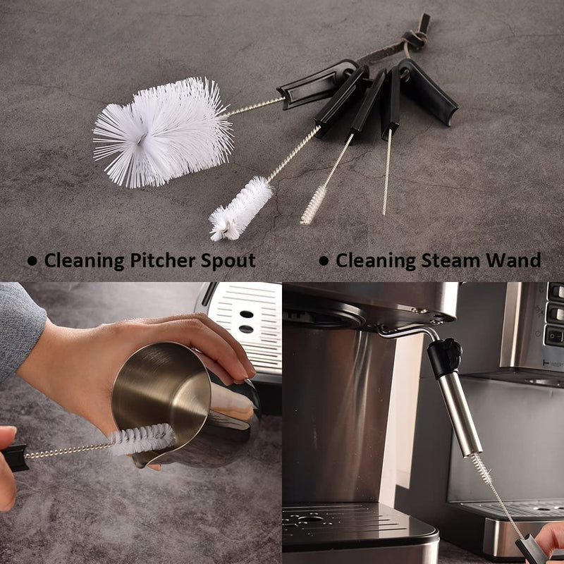 CAFEMASY Espresso Machine Cleaning Brush Kit and Coffee Machine Cleaning Brush Cleaning Espresso Machine Group Head Steam Wand Milk Frother Drip Tray Coffee Mug