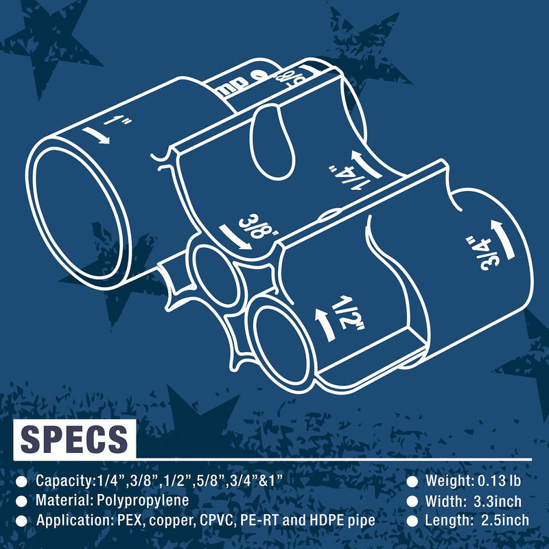 iCrimp Push-fit Fitting Deburr, Depth Gage and Disconnect Tool for PushFit Fittings, Push-To-Connect system, Multi-size combination 1/4 In.-1 in. CRQ03