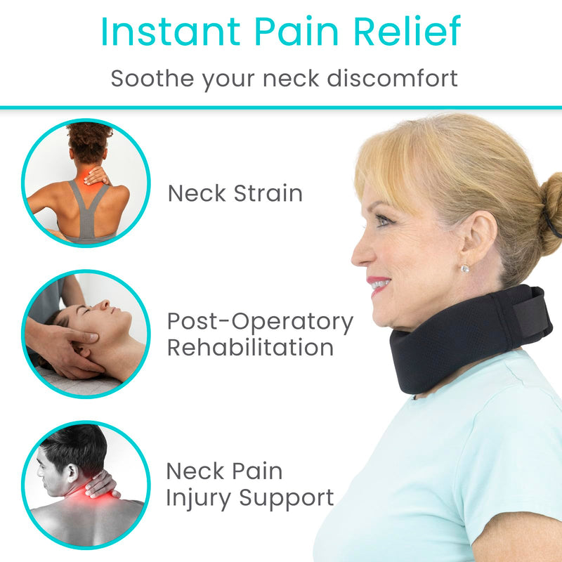Vive Neck Brace Cervical Collar - Soft Foam for Neck Pain, Sleeping, Support for Women & Men - Universal Size Orthopedic Collar for Stiff & Pinched Nerve - Adjustable Wrap, Chin Contour (2.5") 2.5"