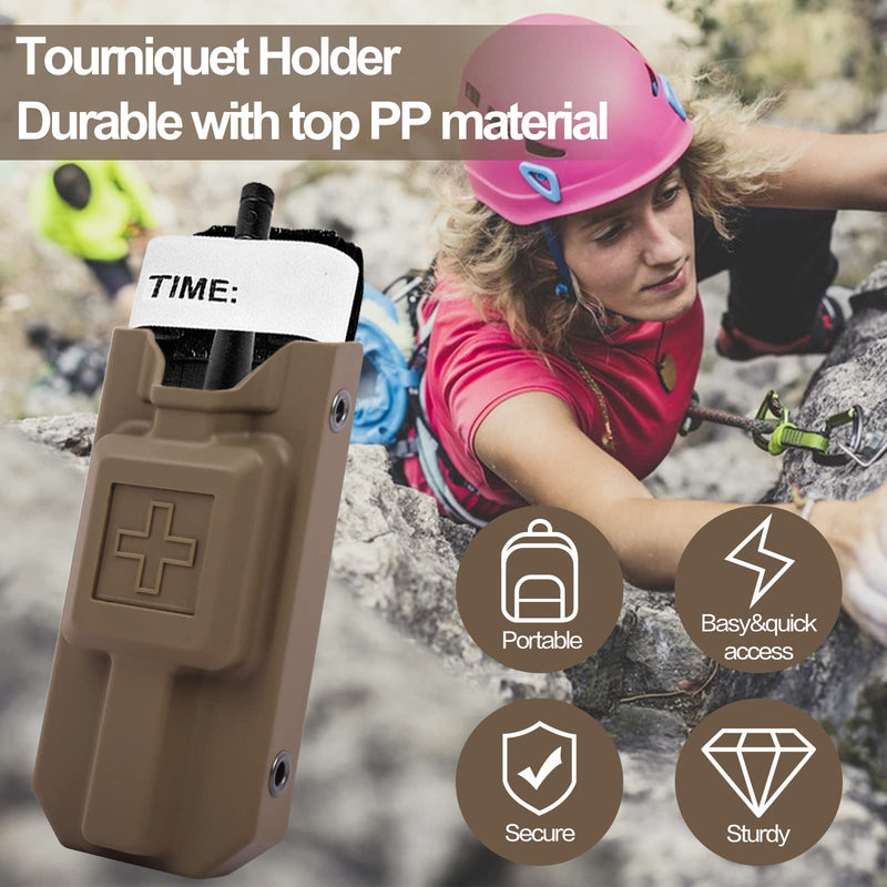 Tourniquet Holder, Tourniquet Case Pouch for CAT Tourniquets Gen 7 or Older, Rigid Tourniquet Case Holster for Duty Belt Fits Molle Equipment, Police Gear (Tourniquet Not Included) Brown plastics