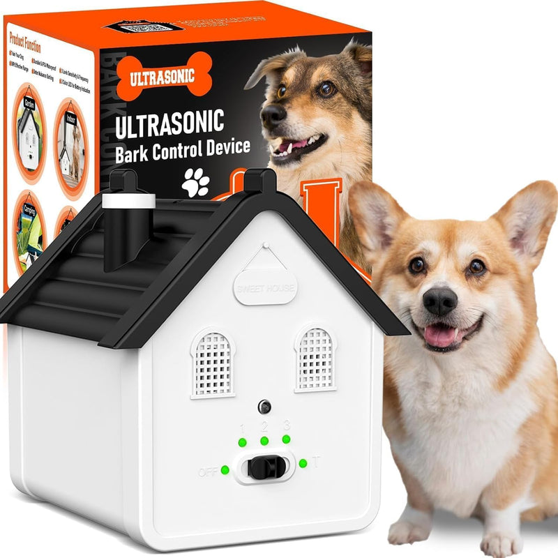 Effective Anti Barking Deterrent - 3 Adjustable Levels Bark Control Device, 50FT Waterproof Outdoor Tool for Small/Medium/Large Dogs