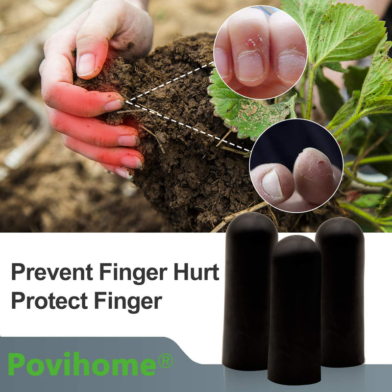 Povihome Black Finger Protectors, Finger Cots, Moisturizing Thumb and Finger Covers - New Thick Version - Elastic Cracked Finger Sleeves to Protect Cracked, Peel Finger and Other Finger Pain Black (Pack of 10)