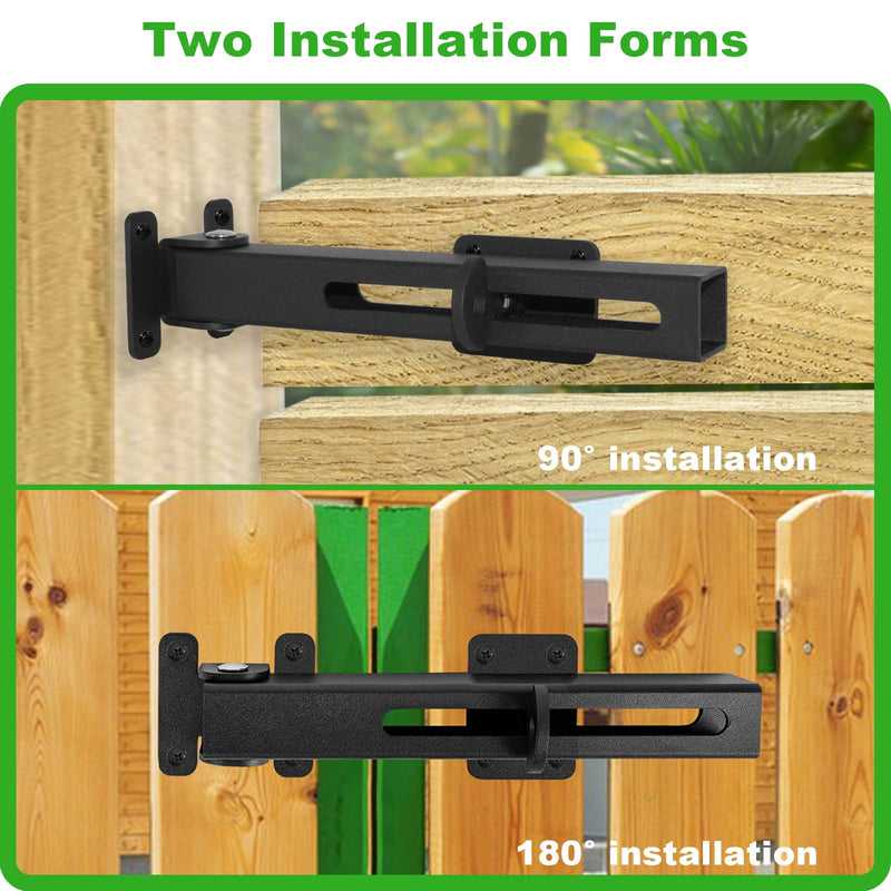 Flip Gate Latch Lock with Padlock Hole, Safety Door Bolt Latch Lock Heavy Duty Adjustable Door Latch, 8" Barn Door Lock, Suitable for Outdoor Wooden Fence, Swing Doors, Sheds, Patio Latches Black 1