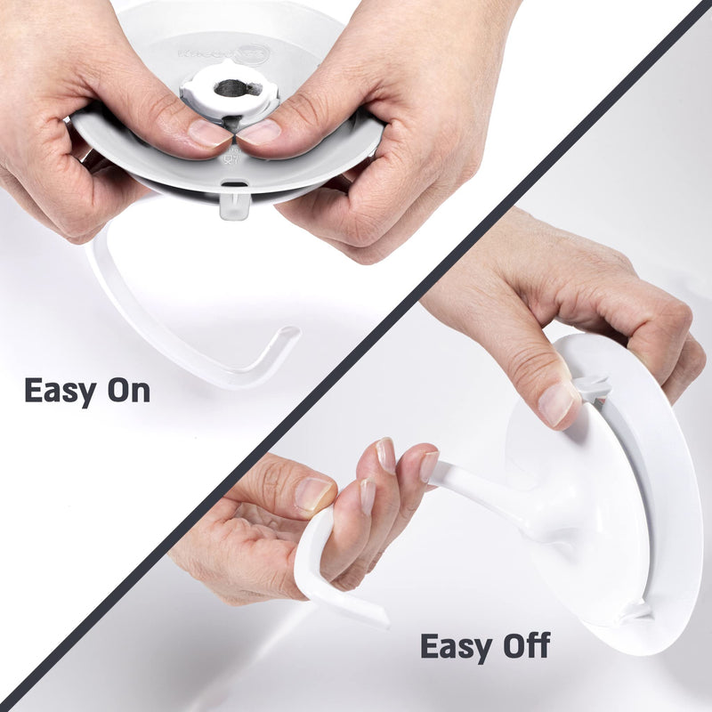 KneadAce Dough Hook Shield For Kitchen Aid - Prevents Your Dough from Climbing Up and Clogging Up Your Mixer – Mess Free Mixer Accessory Compatible With Most KitchenAid C Shape Dough Hooks (White) White
