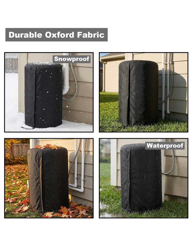 Deosk 18.5"X33" Cover For Water Softener Salt Brine Tank, Outdoor Waterproof Home Water Softener Storage Covers-Round Salt Brine Tank Protective Cover With Zipper And Adjustable Drawstring(Black) Black 18.5"X33"