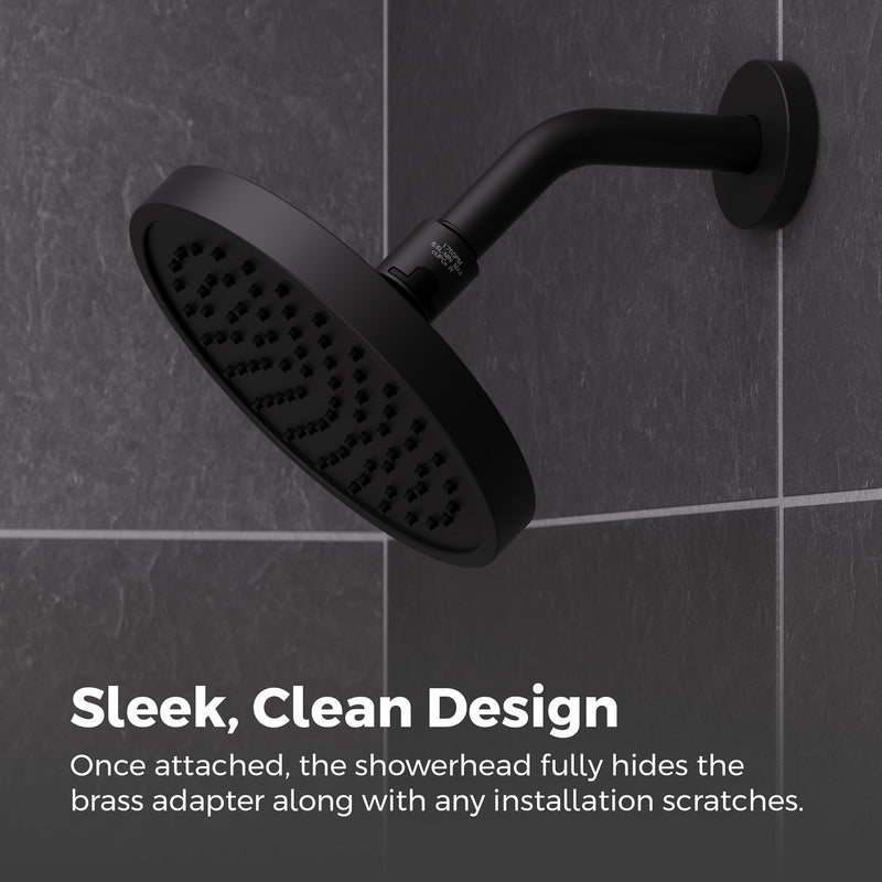Pfister Universal Shower Head with QuickConnect Adapter, Single-Function, Round, 1.75 GPM, Spot Defense Matte Black Finish, 015WS2UT02QSDB