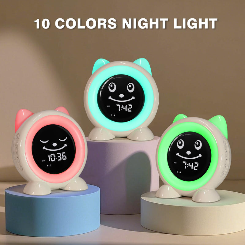 I·CODE OK to Wake Kids Alarm Clock,Toddler Sleep Training Clock with Night Light & Nap Timer for 2-10 Years Old Boys Girls White