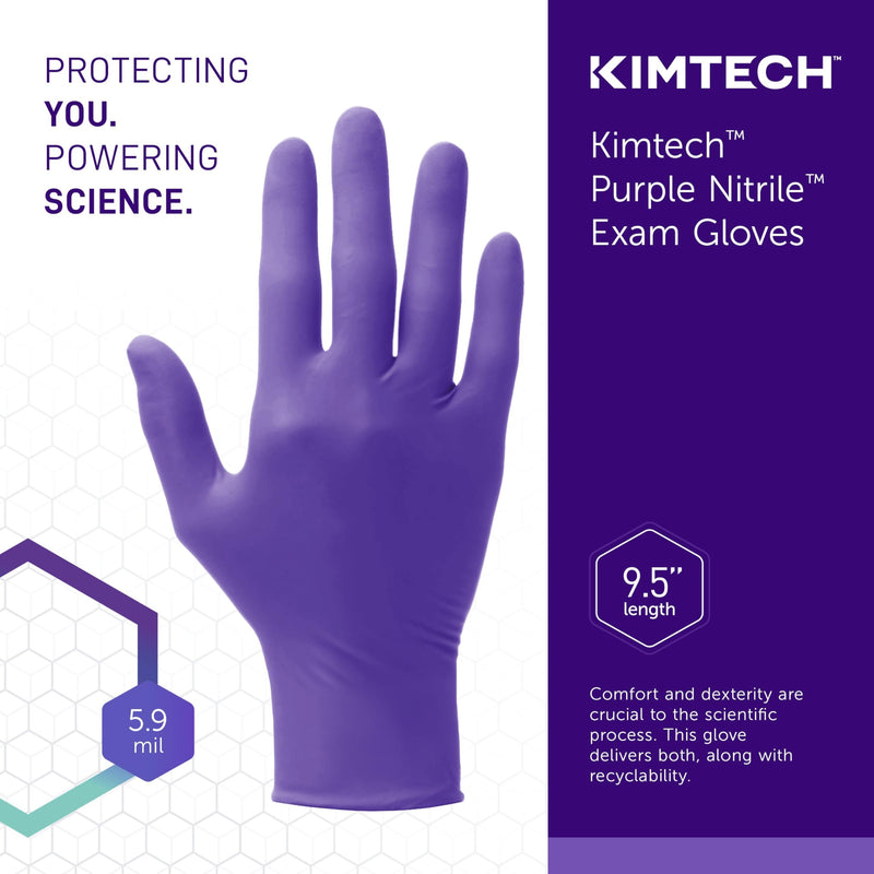 Ansell Kimtech™ Purple Nitrile™ Disposable Exam Gloves, 5.9 Mil, for Healthcare, Dental, Physicians, & Laboratory, Size Small, Purple (Box of 100) Size 7 (S) Dispenser Standard/Cuff Length