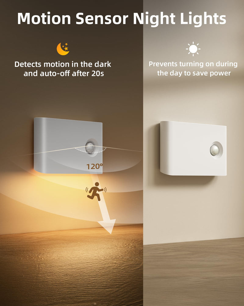 EZVALO 6 Pack Motion Sensor Night Lights, Sync LED Stair Lights Indoor, 1500mAh Rechargeable, Magnetic & Dimmable, 3000K Soft White, Portable Nightlight for Hallway, Stairs, Bathroom, Bedroom 6pack