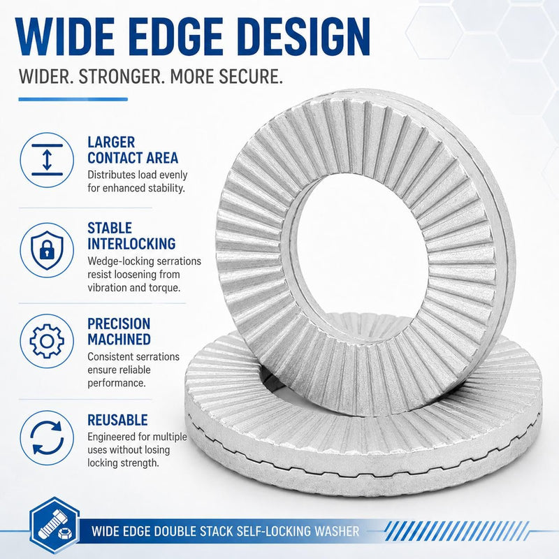 Double Layer self-Locking washers Anti-Loosening Washers Belleville Washers Vibration-Resistant Locking Fasteners for Automotive, Industrial Machinery, Construction Equipment & Maintenance (5/16,12) 5/16" 12