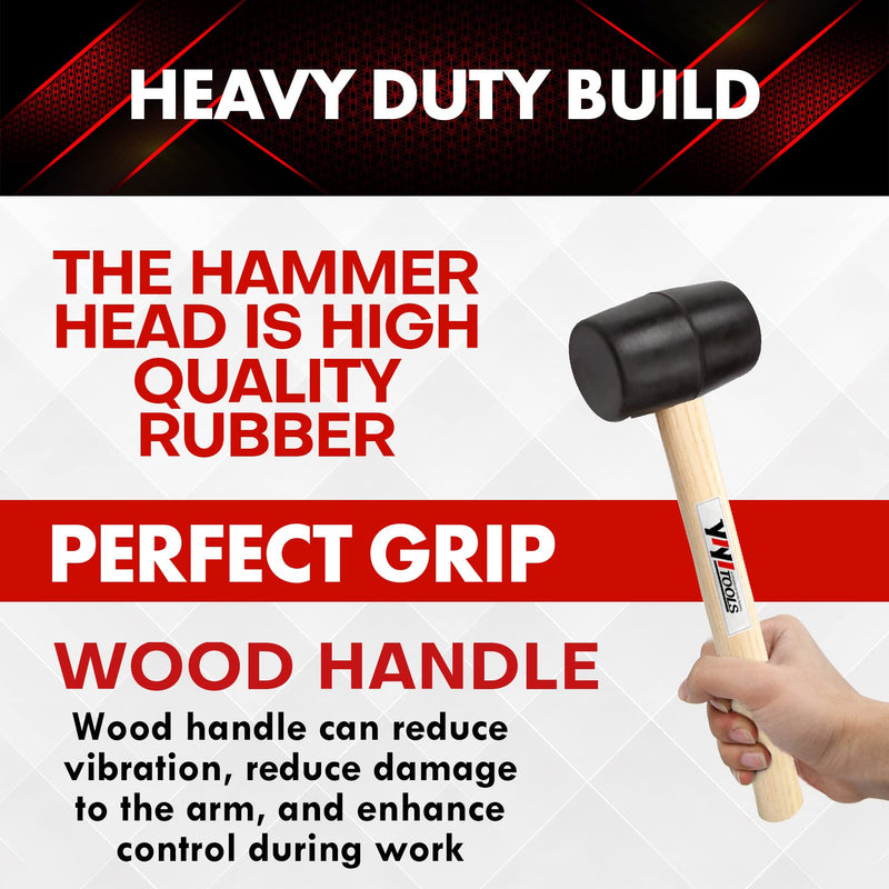 YY-2-005 Rubber Mallet Hammer With Wood Handle–8-oz, black 8oz