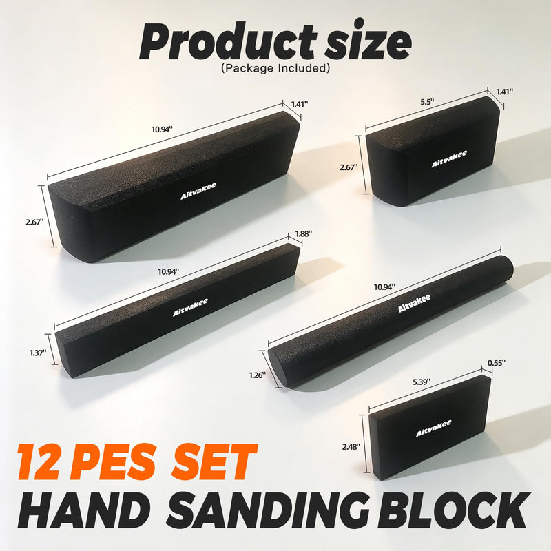 Sanding Blocks 12Pcs EVA Foam Wet Dry Sponge for Auto Wood