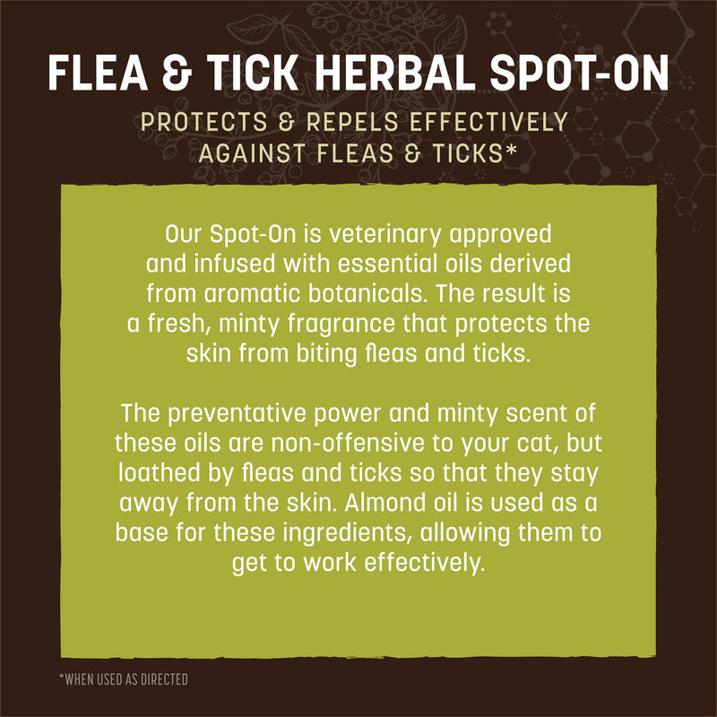 Earth Animal Apothecary Natural Flea & Tick - Herbal Spot-On for Cats - 3 Applications (3 Month Supply)