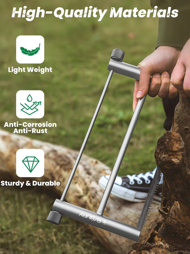 BIBURY Folding Hand Saw Outdoor Survival Tools, Portable Folding Wood Saw with 2pcs Replaceable 12.4” Blade & Buckle Cloth Bag, Aluminium Alloy Camping Pruning Tree Hand Saw for Gardening Style A