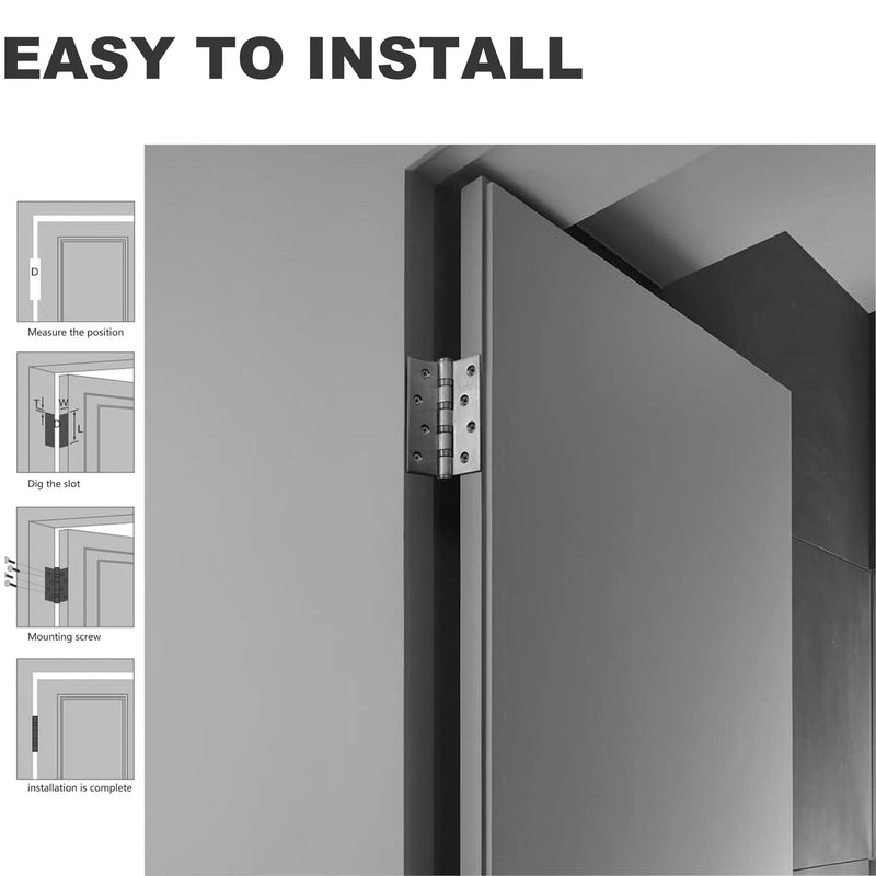 TOGU 2-PCS Brushed Nickel Door Hinges 4" x 3" Made of 2.5mm 304 Stainless Steel. Heavy Duty Hinges Work as Exterior Door Hinges for Bedroom, School, Apartment, Office 2 Pack