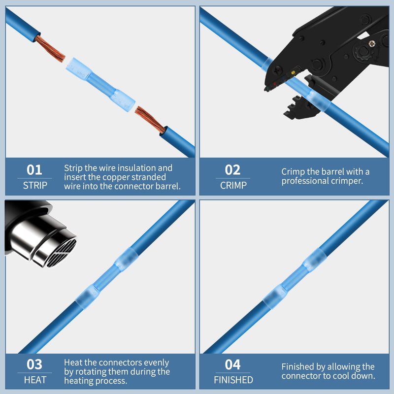 200pcs Heat Shrink Butt Connector, Waterproof Crimp Electrical Wire Connector, Butt Splice Terminal Best for Repair and Maintenance. Suitable for Automotive, Decoration Wiring, Marine Wire Joint 200
